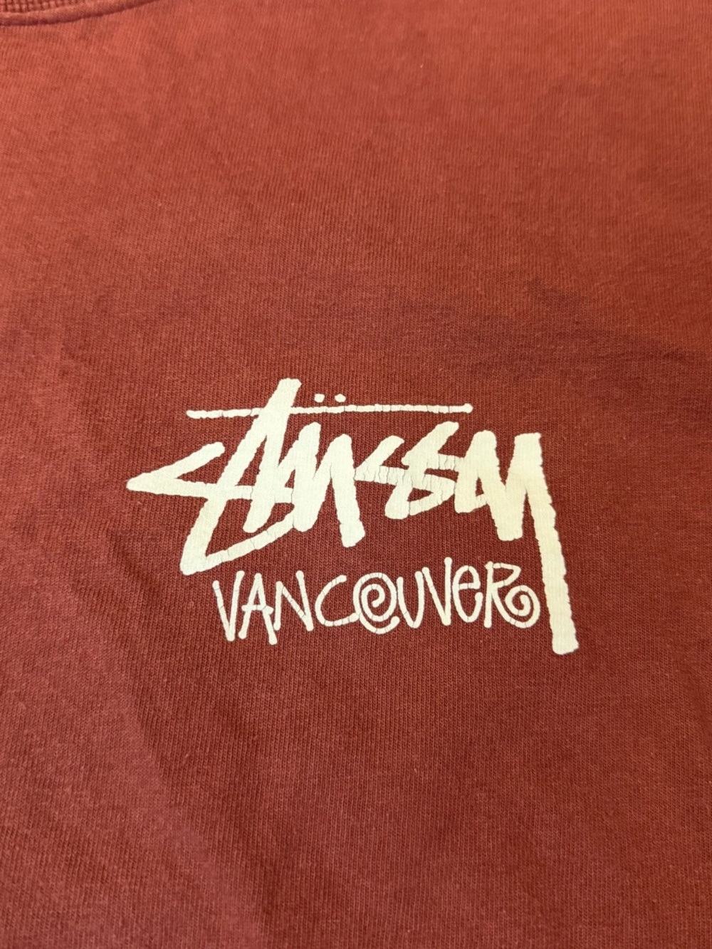 Stussy Vancouver Chapter Exclusive Burgundy Long Sleeve T-Shirt Size Small top - Picture 2 of 13